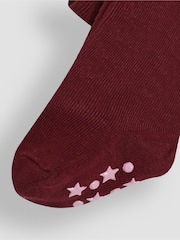JoJo Maman Bébé Wine Cotton Rich Plain Tights - Image 3 of 3
