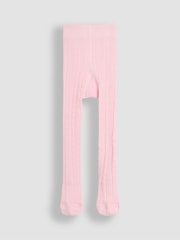 JoJo Maman Bébé Pale Pink Cable Ribbed Tights - Image 2 of 3