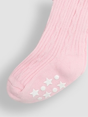 JoJo Maman Bébé Pale Pink Cable Ribbed Tights - Image 3 of 3
