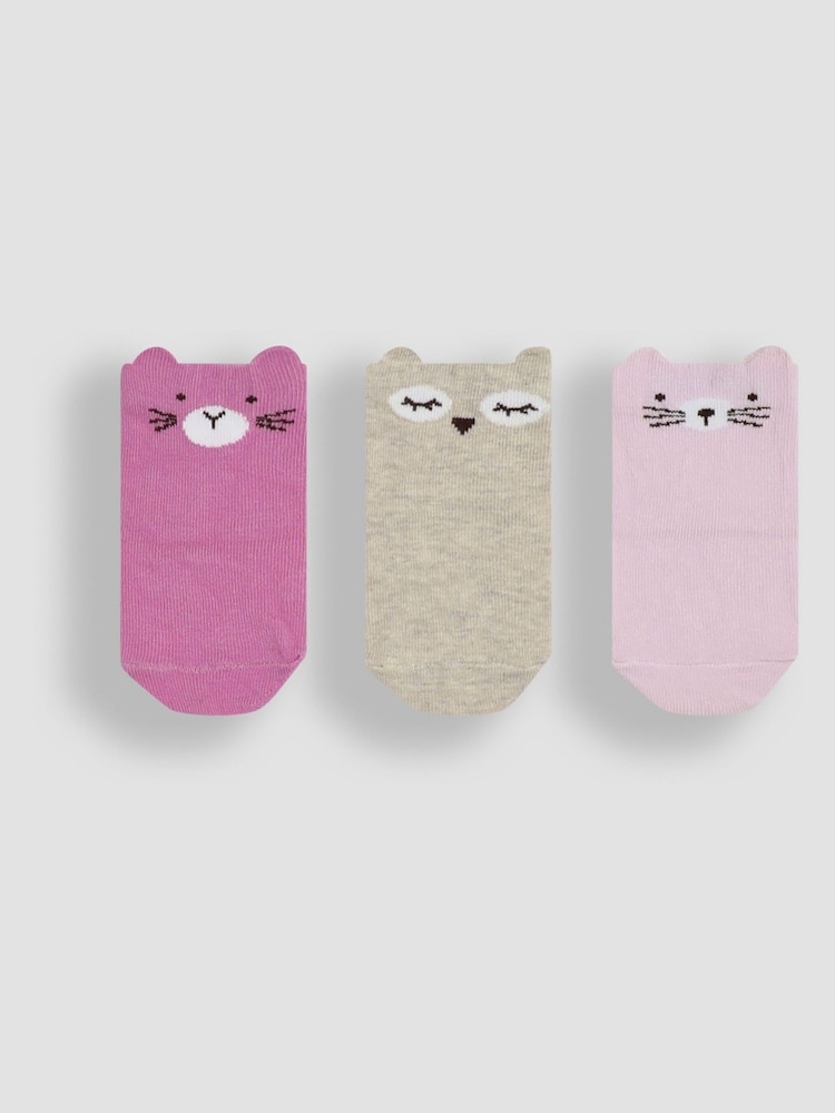 JoJo Maman Bébé Pink Bear Socks 3 Pack - Image 1 of 5