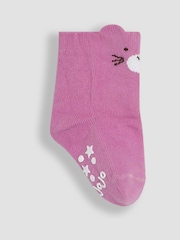 JoJo Maman Bébé Pink Bear Socks 3 Pack - Image 5 of 5