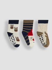 JoJo Maman Bébé Navy Festive 3-Pack Christmas Socks - Image 2 of 5