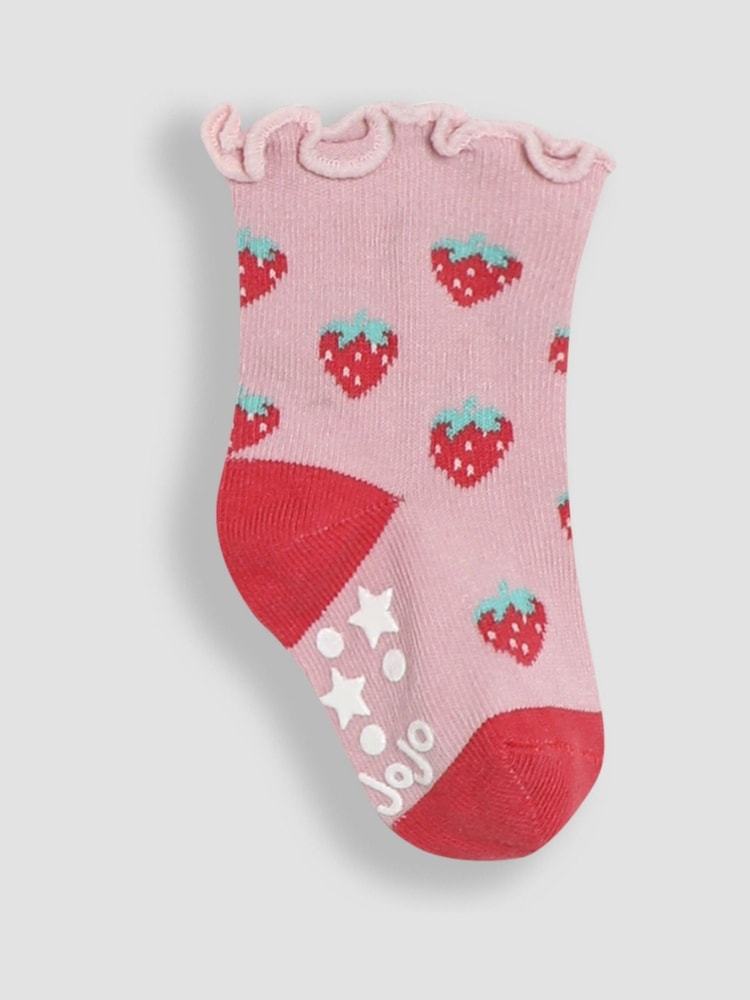 JoJo Maman Bébé Multi Cotton Fruit Frill Socks 3 Pack - Image 4 of 4