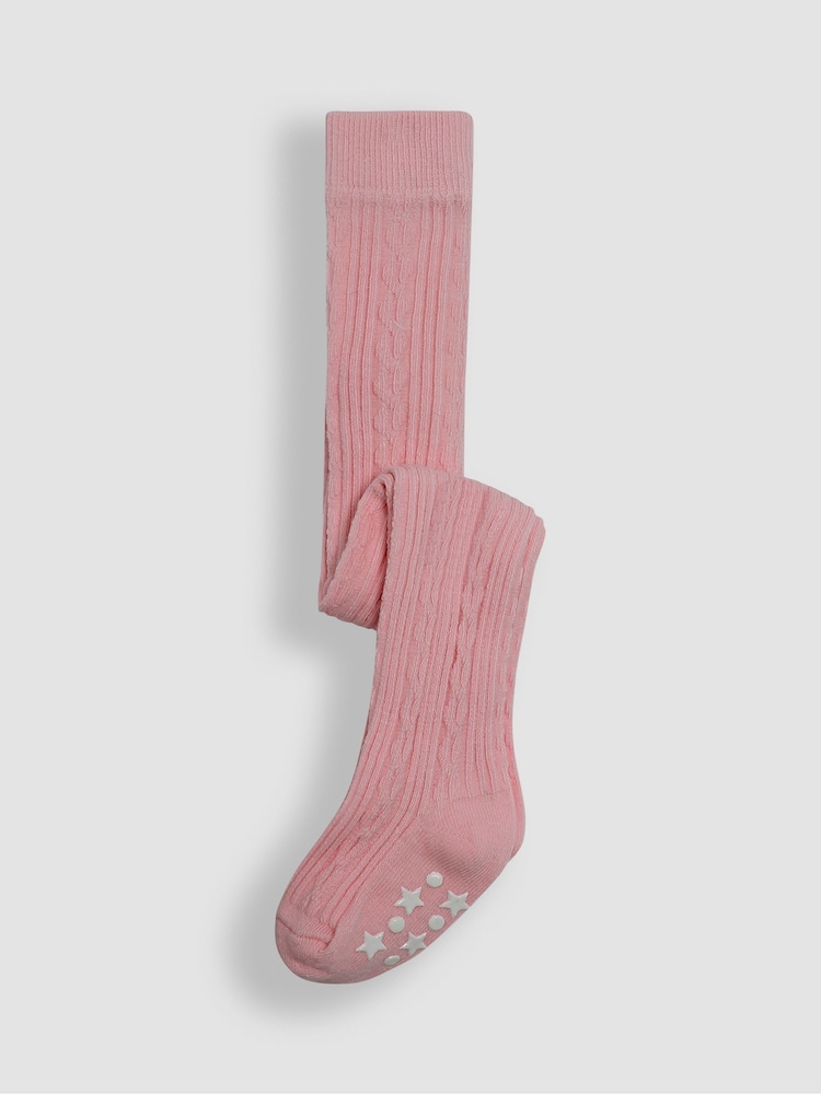 JoJo Maman Bébé Dusky Pink Cable Ribbed Tights - Image 1 of 3