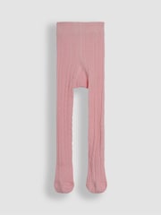 JoJo Maman Bébé Dusky Pink Cable Ribbed Tights - Image 2 of 3