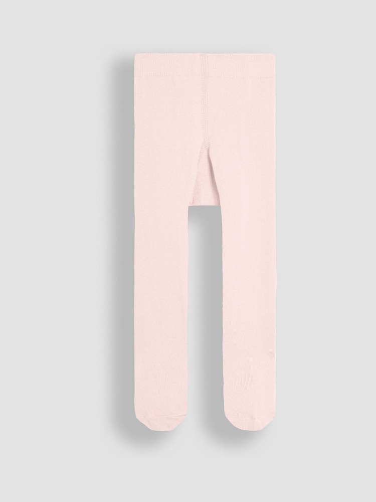 JoJo Maman Bébé Pink Cotton Rich Tights 2 Pack - Image 3 of 5