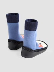 JoJo Maman Bébé Navy Blue Fox Moccasin Slipper Socks - Image 2 of 4