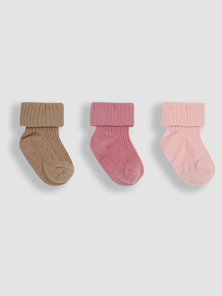 JoJo Maman Bébé Pink Fold Over Socks 3 Pack - Image 1 of 3 JoJo Maman Bébé Pink Fold Over Socks 3 Pack - Image 1 of 3