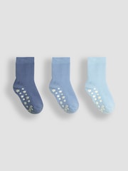 JoJo Maman Bébé Natural Blue 3-Pack Extra Thick Socks - Image 1 of 4