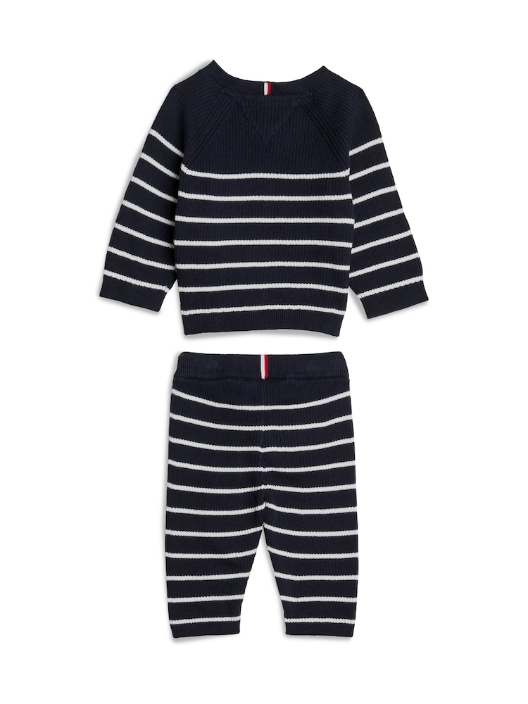 Tommy Hilfiger Blue Weater Ribbed 2 Piece Set - Image 2 of 3 Tommy Hilfiger Blue Weater Ribbed 2 Piece Set - Image 2 of 3