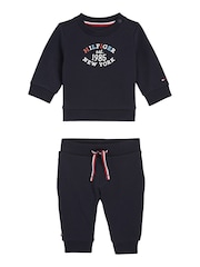 Tommy Hilfiger Blue Monotype Oval Sweat Top & Joggers Set 2 Piece - Image 1 of 3