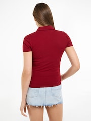Tommy Jeans Red Slim Fit Essential Polo Shirt - Image 2 of 6