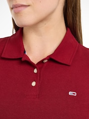 Tommy Jeans Red Slim Fit Essential Polo Shirt - Image 3 of 6
