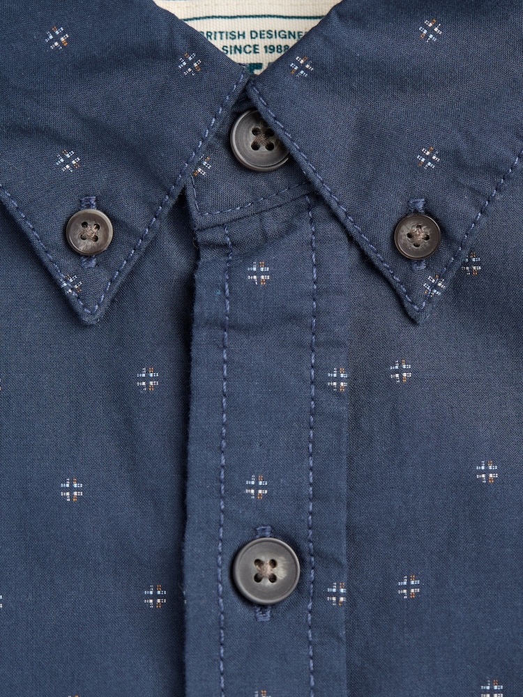 FatFace Navy Long Sleeve Dobby 100% Cotton Shirt - Image 6 of 6 FatFace Navy Long Sleeve Dobby 100% Cotton Shirt - Image 6 of 6