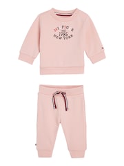 Tommy Hilfiger Pink Pink Monotype Oval Sweatshirt & Joggers Set 2 Piece - Image 1 of 3