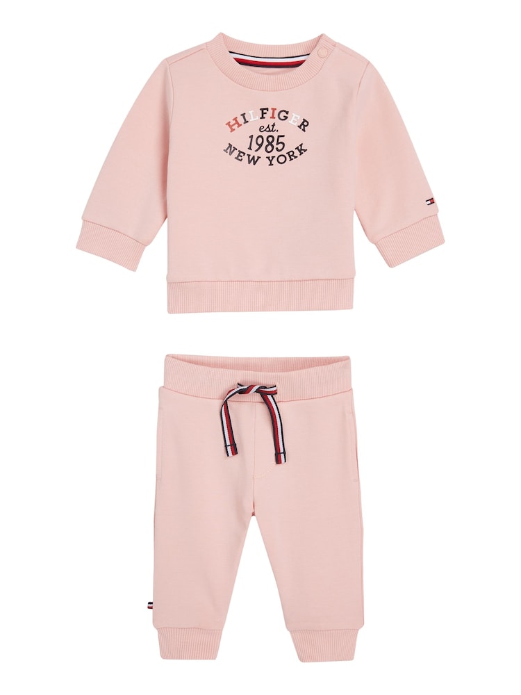 Tommy Hilfiger Pink Pink Monotype Oval Sweatshirt & Joggers Set 2 Piece - Image 1 of 3