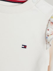 Tommy Hilfiger White Flower Print Sweat 100% Cotton Top and Joggers 2 Piece Set - Image 3 of 3