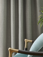Grey Textured Eyelet Lined Curtains - Image 4 of 6