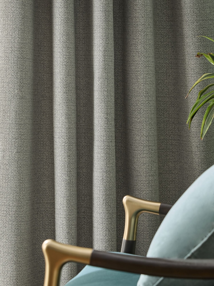 Grey Textured Eyelet Lined Curtains - Image 4 of 6