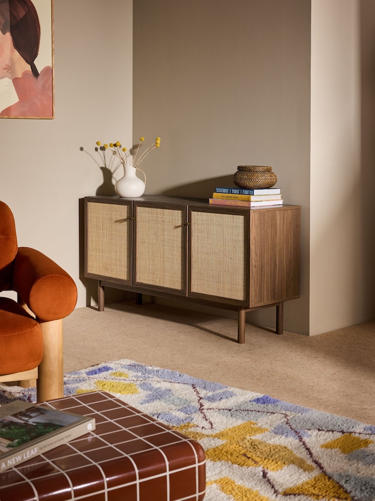 MADE.COM Dark Oak Effect Pavia Rattan Large Sideboard - Image 1 of 5