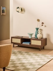 MADE.COM Dark Oak Effect 1 Pavia Rattan Wide Up to 50 Inch TV Unit - Image 1 of 5