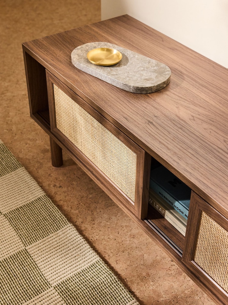 MADE.COM Dark Oak Effect 1 Pavia Rattan Wide Up to 50 Inch TV Unit - Image 2 of 5