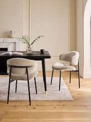 Set of 2 Relaxed Chenille Light Natural Bryer Dining Chairs - Image 1 of 8