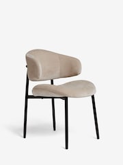 Set of 2 Relaxed Chenille Light Natural Bryer Dining Chairs - Image 4 of 8