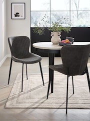 Set of 2 Monza Faux Leather Dark Grey Ross Dining Chairs - Image 1 of 9