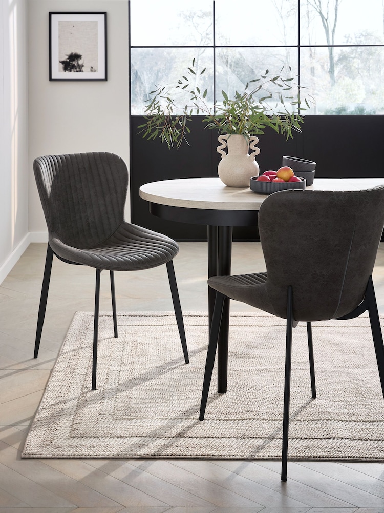Set of 2 Monza Faux Leather Dark Grey Ross Dining Chairs - Image 1 of 9