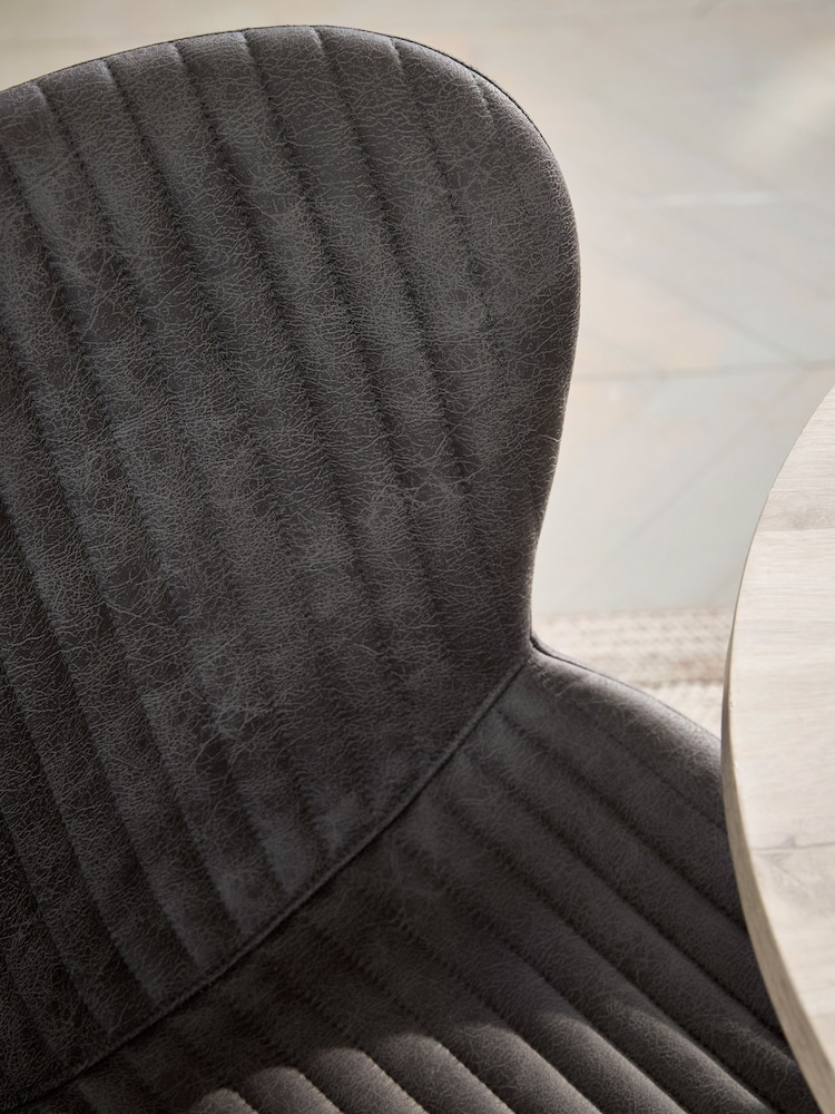 Set of 2 Monza Faux Leather Dark Grey Ross Dining Chairs - Image 2 of 9