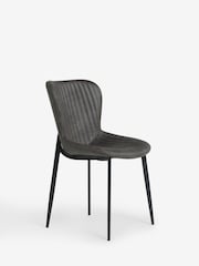Set of 2 Monza Faux Leather Dark Grey Ross Dining Chairs - Image 6 of 9