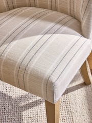 Set of 2 Thatched Linen Stripe Natural Wolton Collection Luxe Dining Chairs - Image 2 of 9