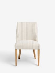 Set of 2 Thatched Linen Stripe Natural Wolton Collection Luxe Dining Chairs - Image 2 of 2