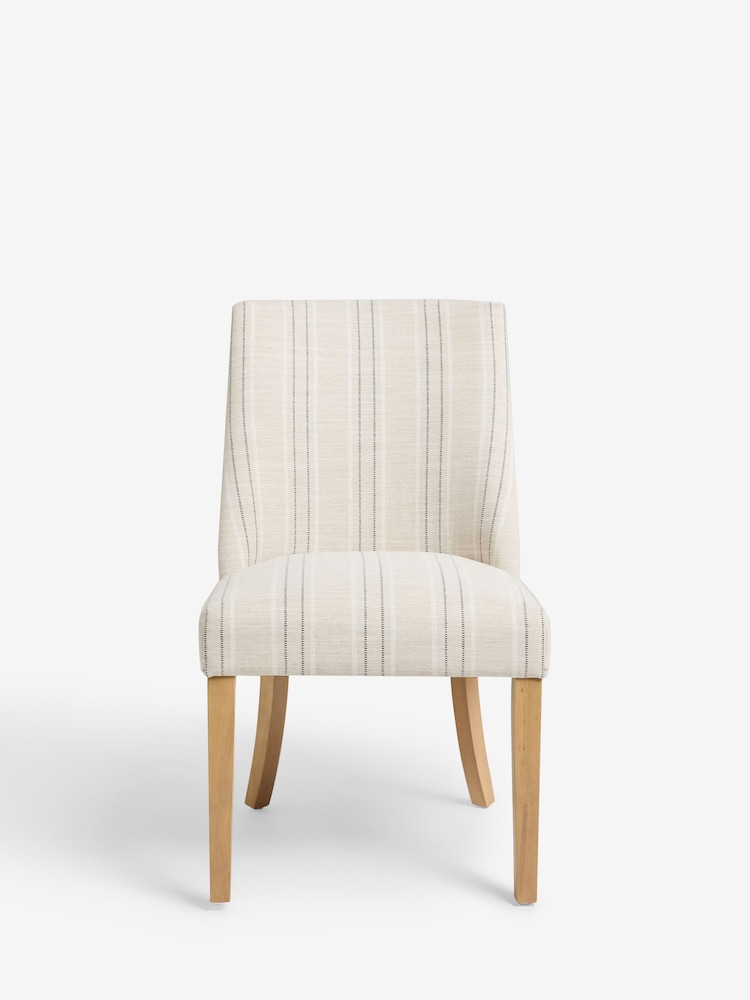 Set of 2 Thatched Linen Stripe Natural Wolton Collection Luxe Dining Chairs - Image 2 of 2
