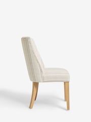 Set of 2 Thatched Linen Stripe Natural Wolton Collection Luxe Dining Chairs - Image 6 of 9