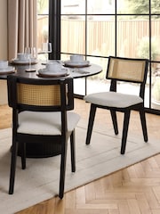 Set of 2 Casual Boucle Oyster Abel Black Leg Dining Chairs - Image 1 of 10