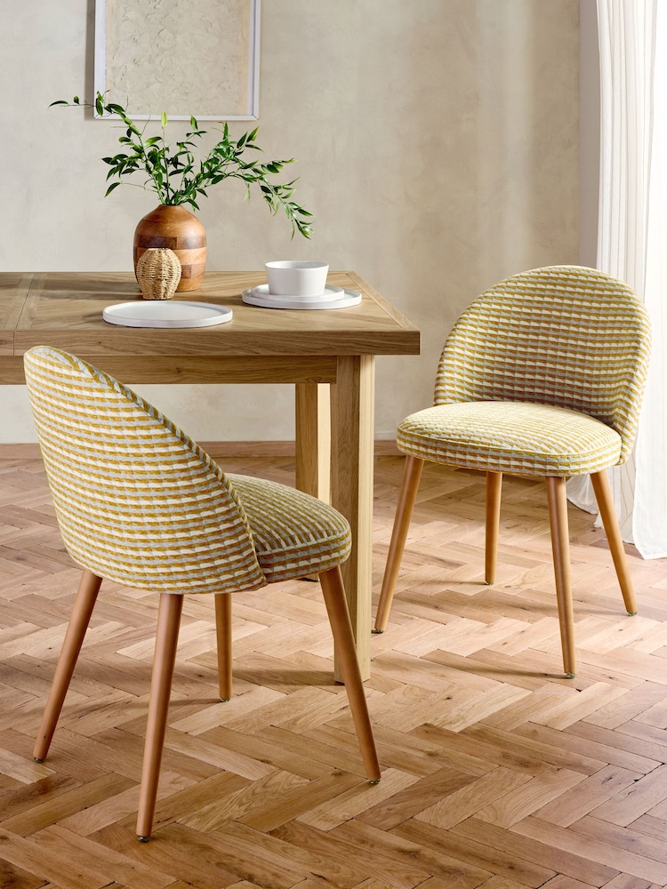 Set of 2 Geo Ochre Yellow Newman Light Wood Leg Dining Chairs - Image 1 of 7
