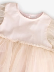 Cream Embroidered Long Sleeve Mesh Dress (3mths-8yrs) - Image 8 of 9