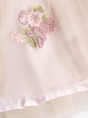 Cream Embroidered Long Sleeve Mesh Dress (3mths-8yrs) - Image 9 of 9