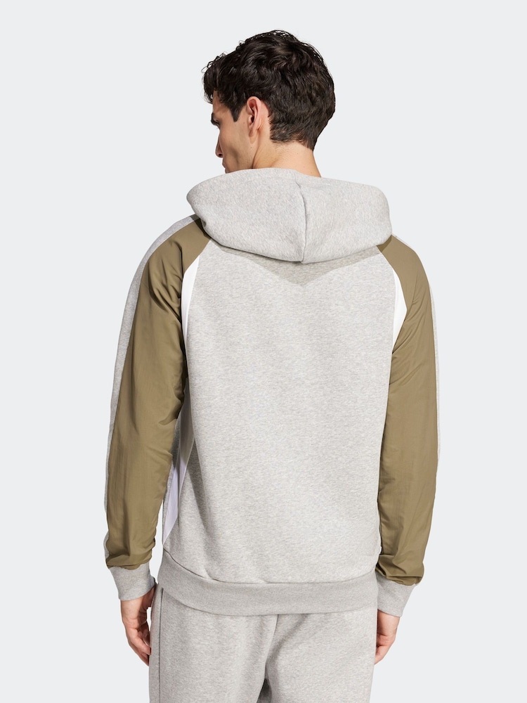 adidas Grey Seasonal Essentials Colourblock Hoodie - Image 2 of 6