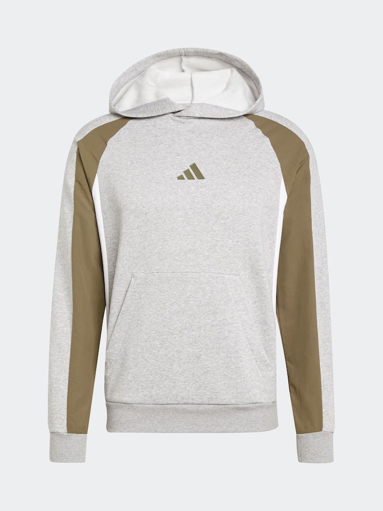 adidas Grey Seasonal Essentials Colourblock Hoodie - Image 6 of 6