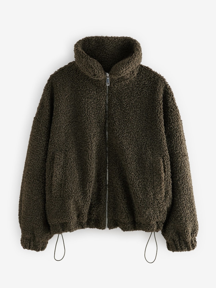 Khaki Borg Full Zip Jacket - Image 6 of 6