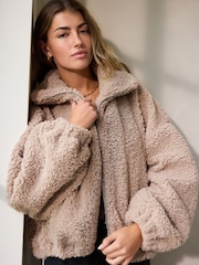 Neutral Borg Full Zip Jacket - Image 1 of 5