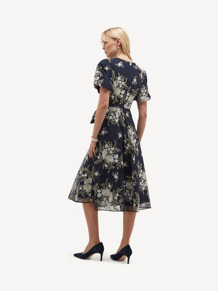 Hobbs Blue Petite Ira Embroidered Dress - Image 2 of 5