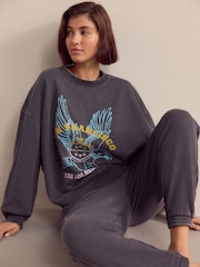Washed Grey Graphic Sweatshirt - Image 1 of 9