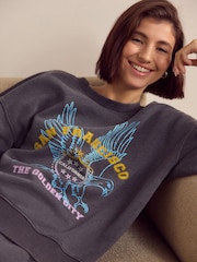 Washed Grey Graphic Sweatshirt - Image 5 of 9