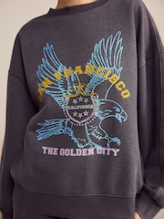 Washed Grey Graphic Sweatshirt - Image 6 of 9