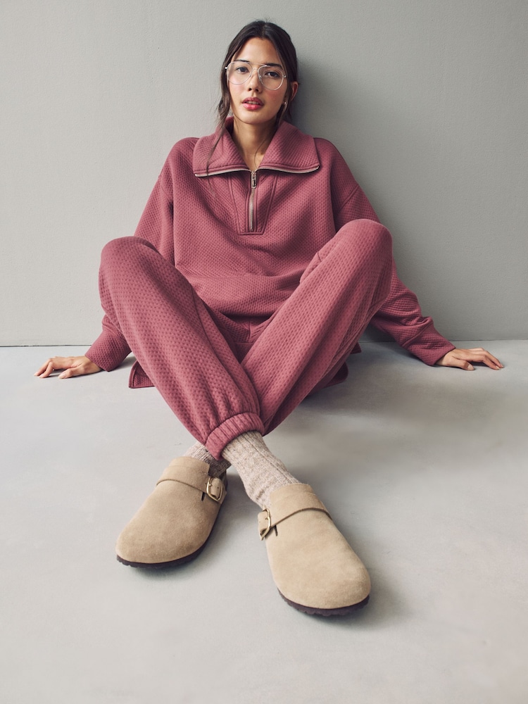Pink Textured Half Zip Jumper - Image 2 of 7