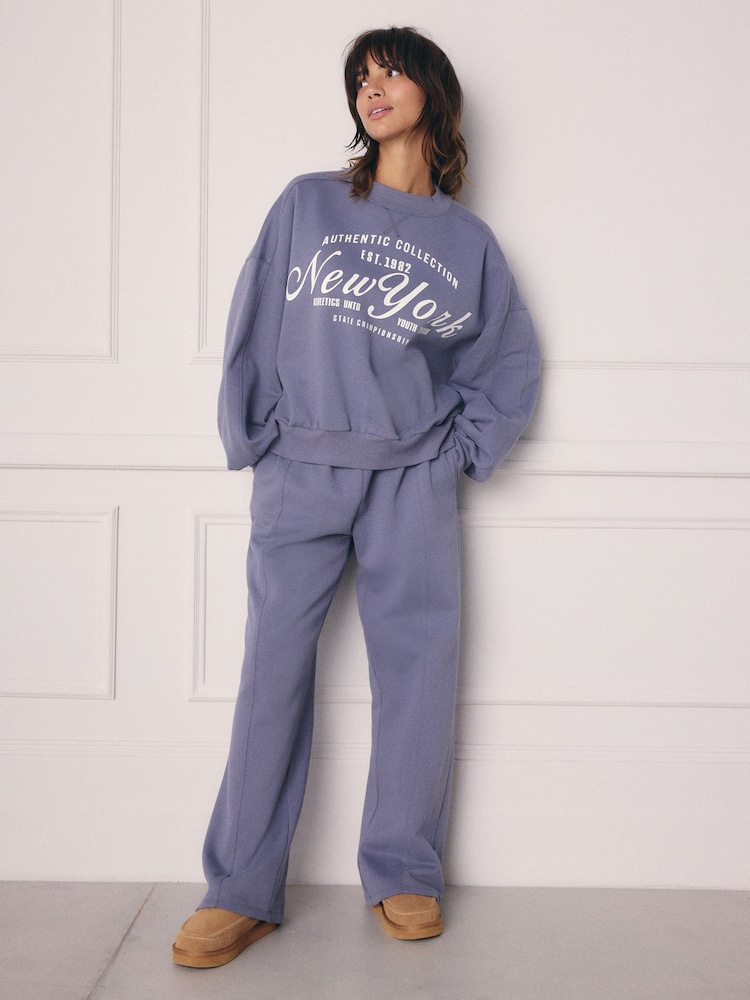 Blau - Jogginghose mit weitem Bein - Bild 1 von 9 Blau - Jogginghose mit weitem Bein - Bild 1 von 9